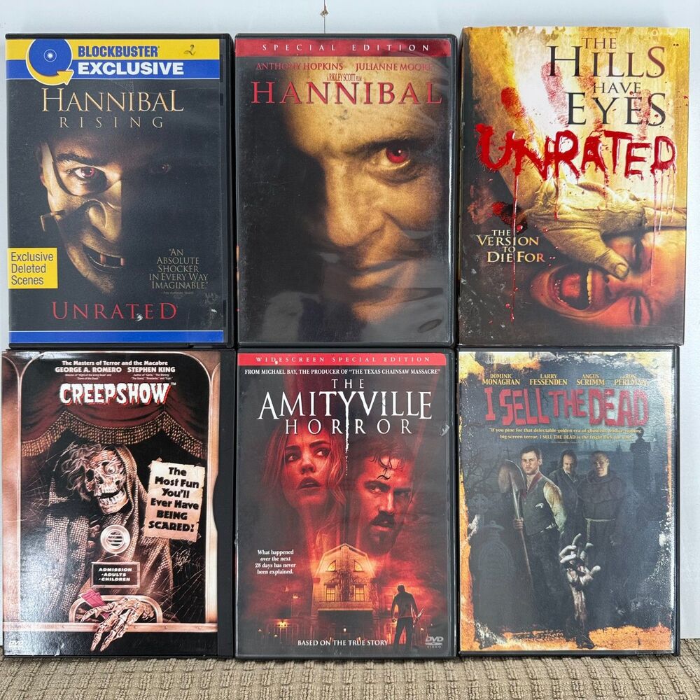 Horror DVD Lot 6 Hannibal Amityville Hills Creepshow Unrated